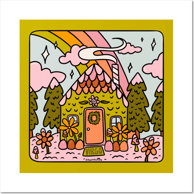 Virgo Gingerbread House Wall Art by Doodle by Meg